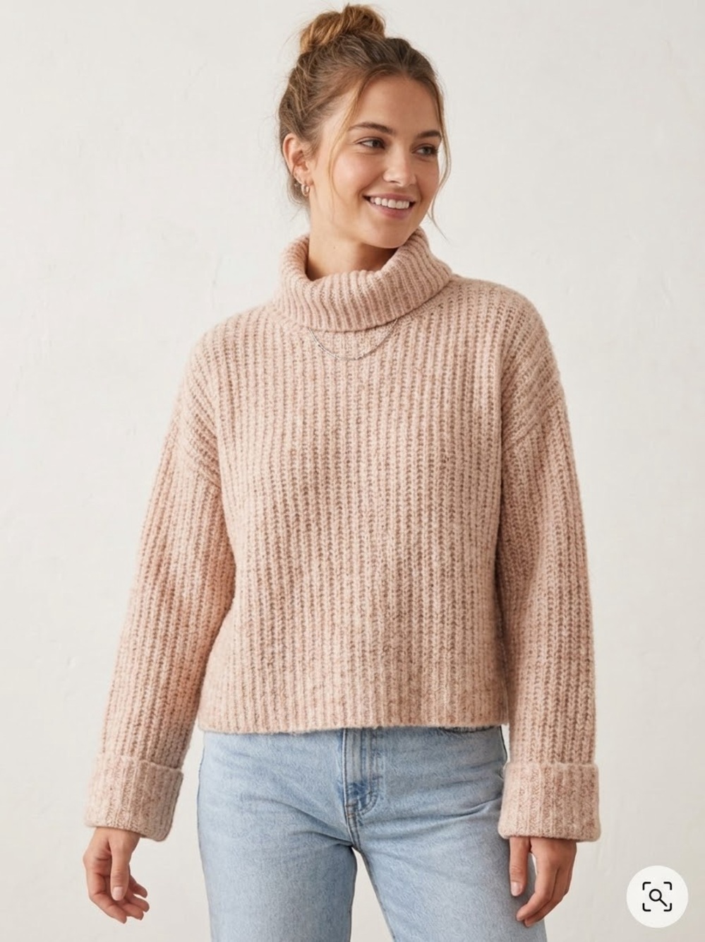 NWT Philosophy Beige Chunky Knit Turtleneck Sweater Oversized Size Large